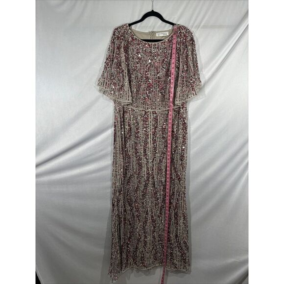 NWT $698 MAC DUGGAL [ 18W ] 93867‎ High Neck Column Gown with Cape Taupe - Picture 8 of 15